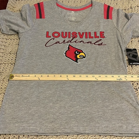 COLOSSEUM Ladies SS , THE CITY LOUISVILLE‎ CARDINALS with LOGO TEE SZ LARGE GRAY - Picture 9 of 12